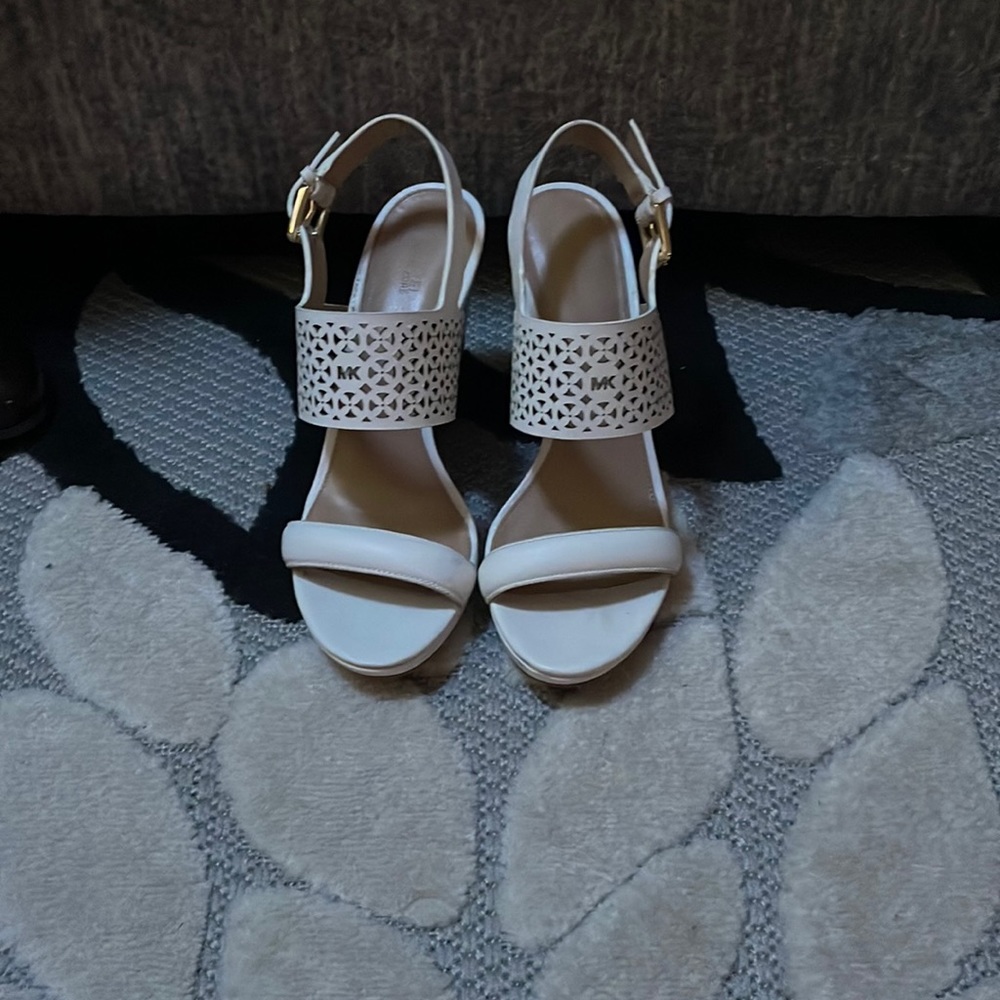 MK white heels